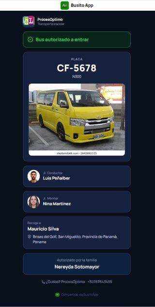 Ficha del autobús